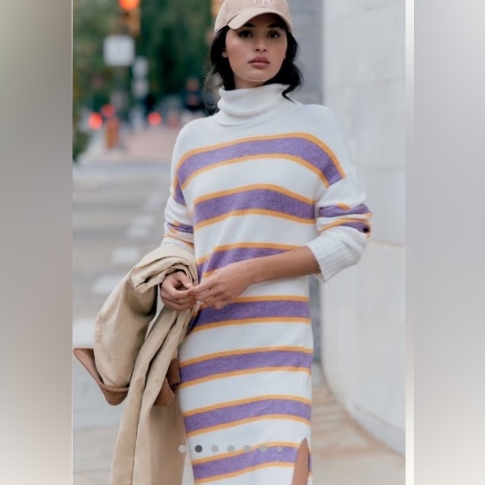 Anthropologie Daily Practice Karigan Striped Turtleneck Sweater Dress
